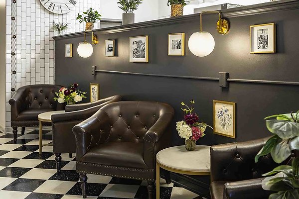 4 - Comfy leather club chairs for customers at a coffee shop bakery 4 - Comfy leather club chairs for customers at a coffee shop bakery